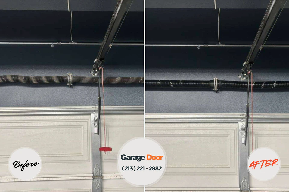 Before and after: garage door repair Chino Hills, CA